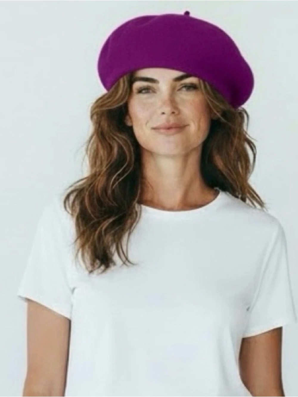 NWT Coach 100% Lambs Wool Purple Beret - Picture 3 of 7